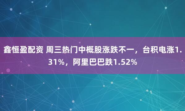 鑫恒盈配资 周三热门中概股涨跌不一，台积电涨1.31%，阿里巴巴跌1.52%